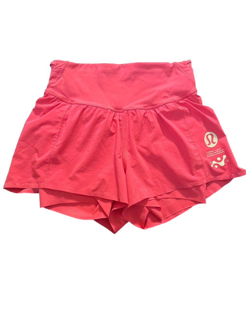 Lululemon SeaWheeze Reflective Lined Running Shorts Coral with Liner Size 8